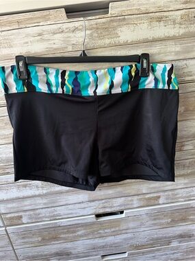 🩱 South Point 18W Black Swim Shorts Colorful Waistband Plus Size